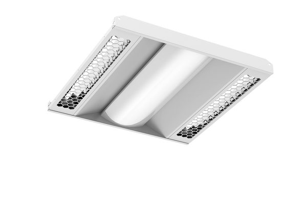 Product image of UV Can Sanitize's GALAX Surface-02 UV-C Disinfection Panel light with transparent background viewed from below with UV-C light off.