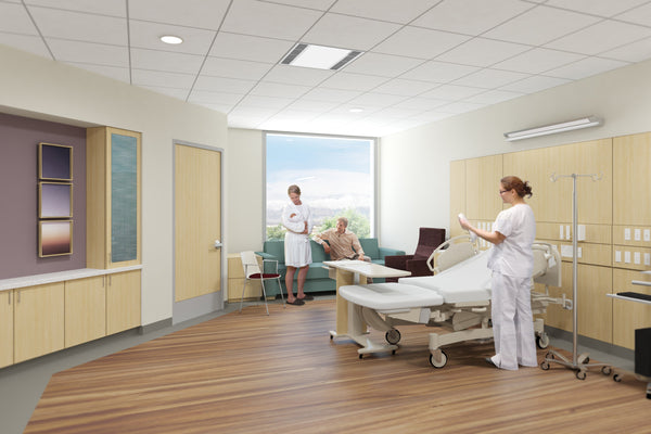Image of Alyssum UV-C Air Purifier LED Ceiling Panel Light by UV Can Sanitize in a hospital