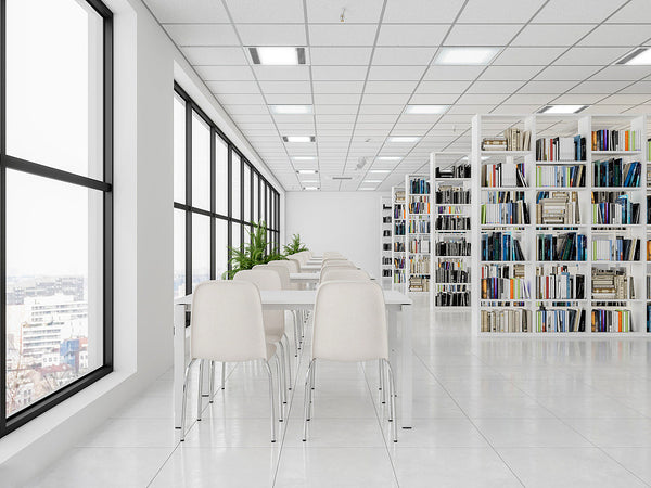 Image of Alyssum UV-C Air Purifier LED Ceiling Panel Light by UV Can Sanitize in a library