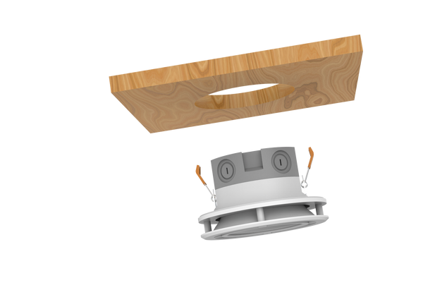 Product image of CYCLAMEN UV-C Air Disinfection Downlight Retrofit Model by UV Can Sanitize being inserted into the ceiling