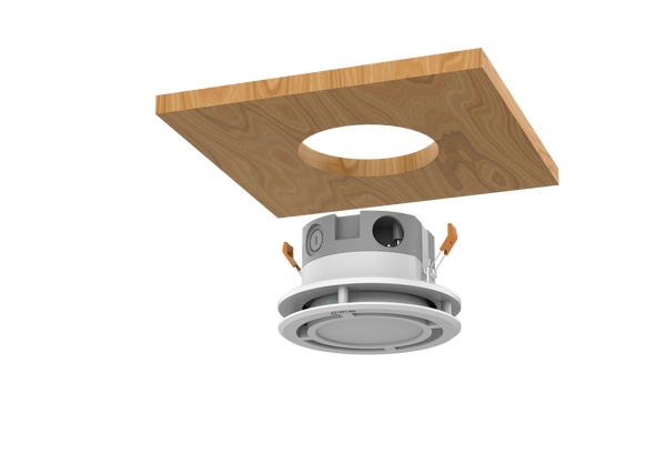 Product image of CYCLAMEN UV-C Air Disinfection Downlight Retrofit Model by UV Can Sanitize being inserted into the ceiling